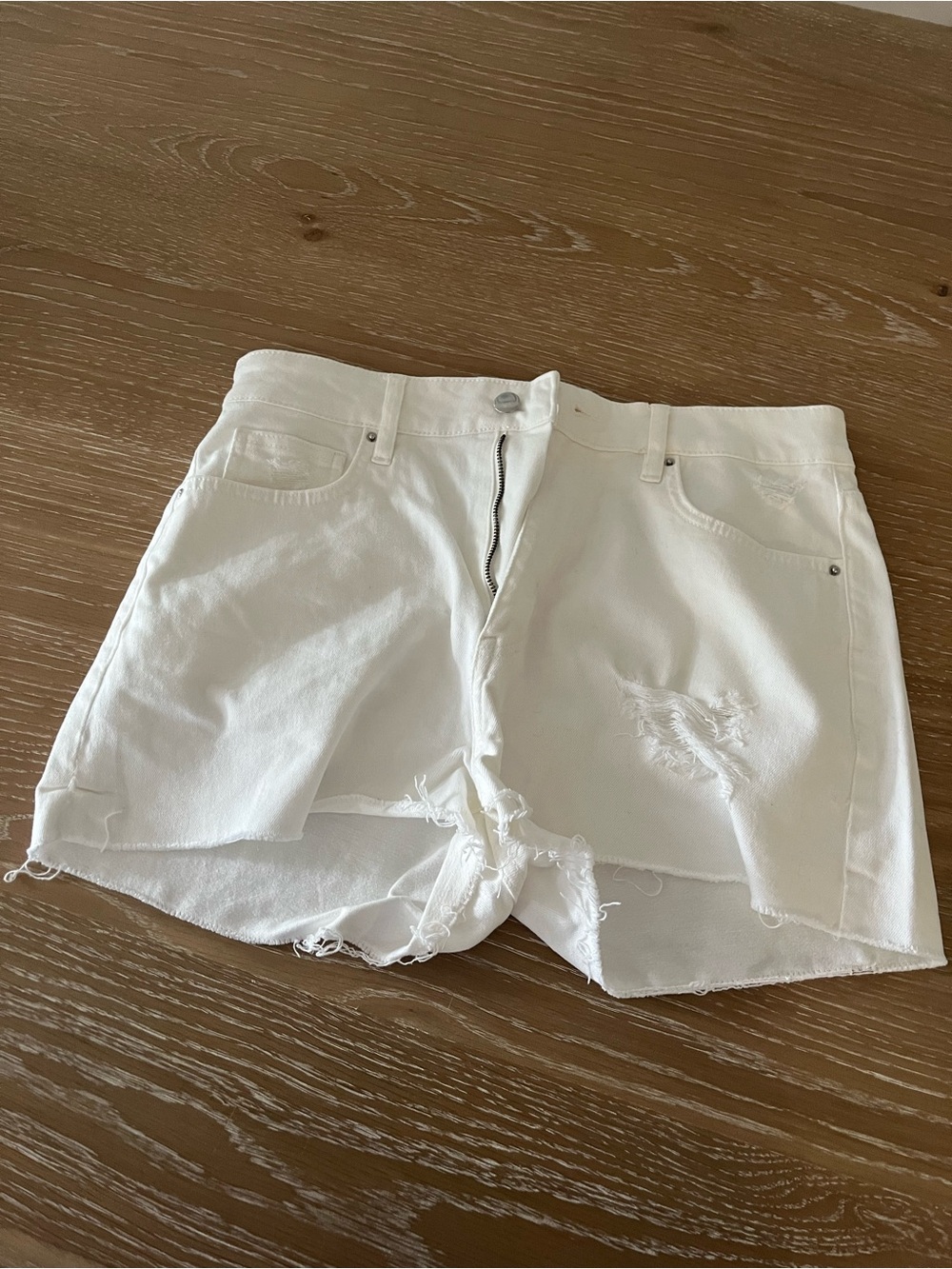 H&M White Distressed Denim Cutoff Shorts